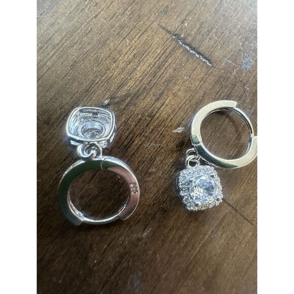 925 Sterling Silver Moissanite Dainty Dangle Earrings - Picture 2 of 4